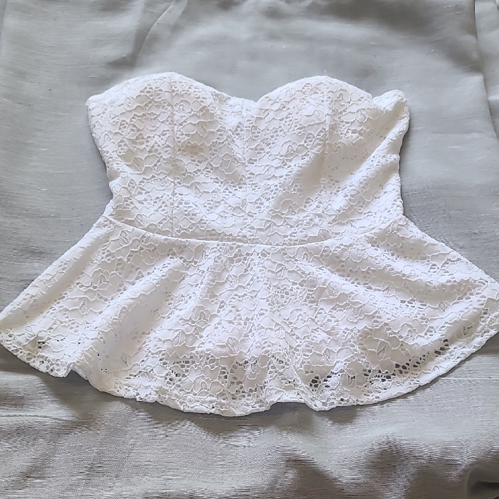 Ambiance White Strapless Peplum Top